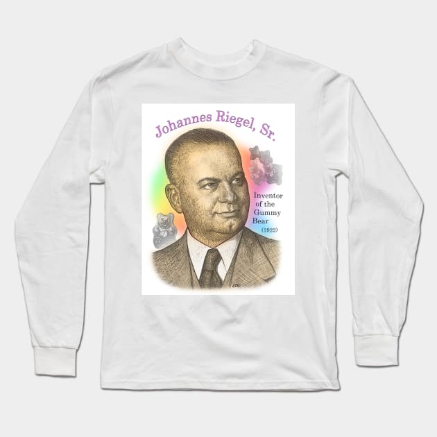 Johannes Riegel, Sr., Inventor of the Gummy Bear Long Sleeve T-Shirt by eedeeo